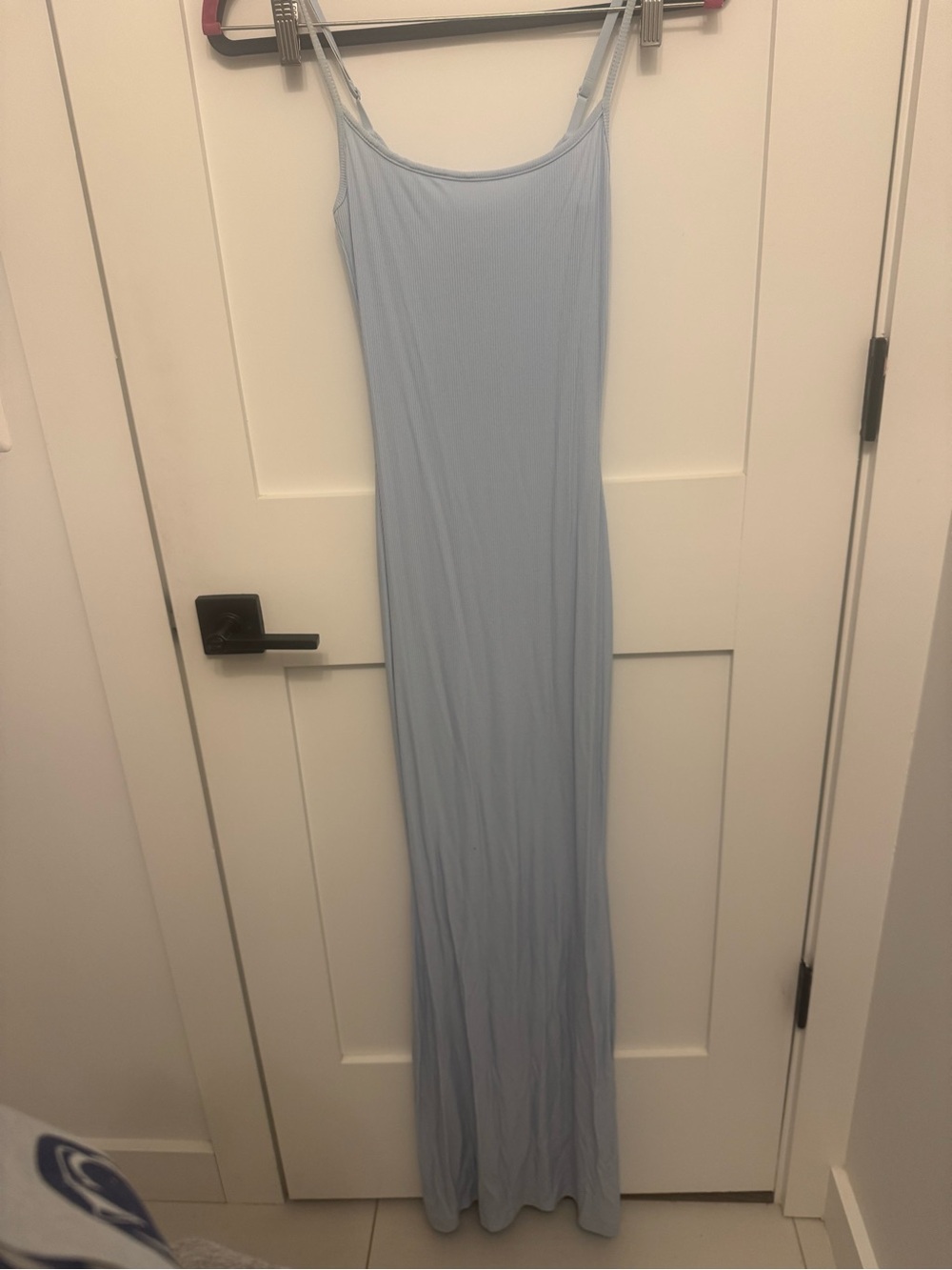 NWT SKIMS Light Blue Ribbed Spaghetti Strap Dress. Size S